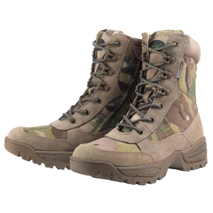 Teesar TACTICAL MULTICAM Stiefel mit seitlichem Reißverschluss, Jagd, Wandern, Trekking, Einsatzschuhe – GoMilitar