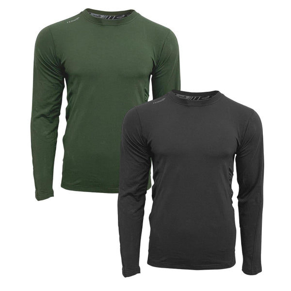 Two TEXAR military thermal undershirts with long sleeves designed for warmth and durability in cold conditions.