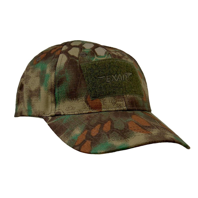 TEXAR tactical camo baseball cap in ripstop fabric, durable, breathable, adjustable fit for outdoor and combat use