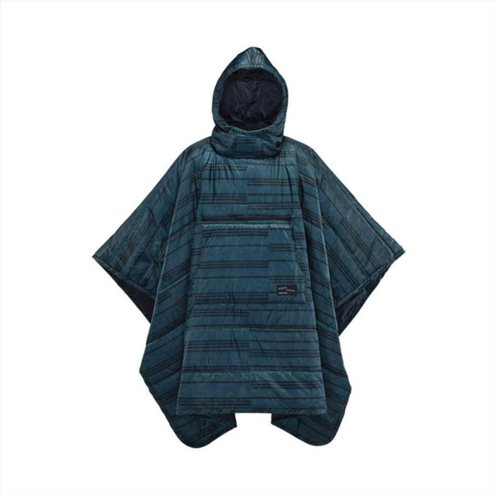 Therm-a-Rest Honcho Outdoor-Ponchodecke aus blauem Ripstop-Gewebe, wasserabweisend, mit Kapuze und Vordertaschen-Design