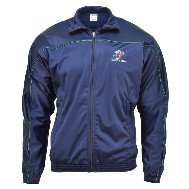 Original French army tracksuit sports jacket activewear suit top blue shirt unisex elasticated cuffs and hem all seasons