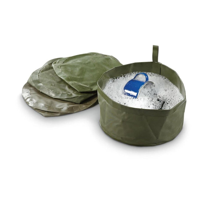 Originaler Vintage-Waschkoffer der niederländischen Armee, faltbare Wasserschale, leicht, kompakte Größe, Olive